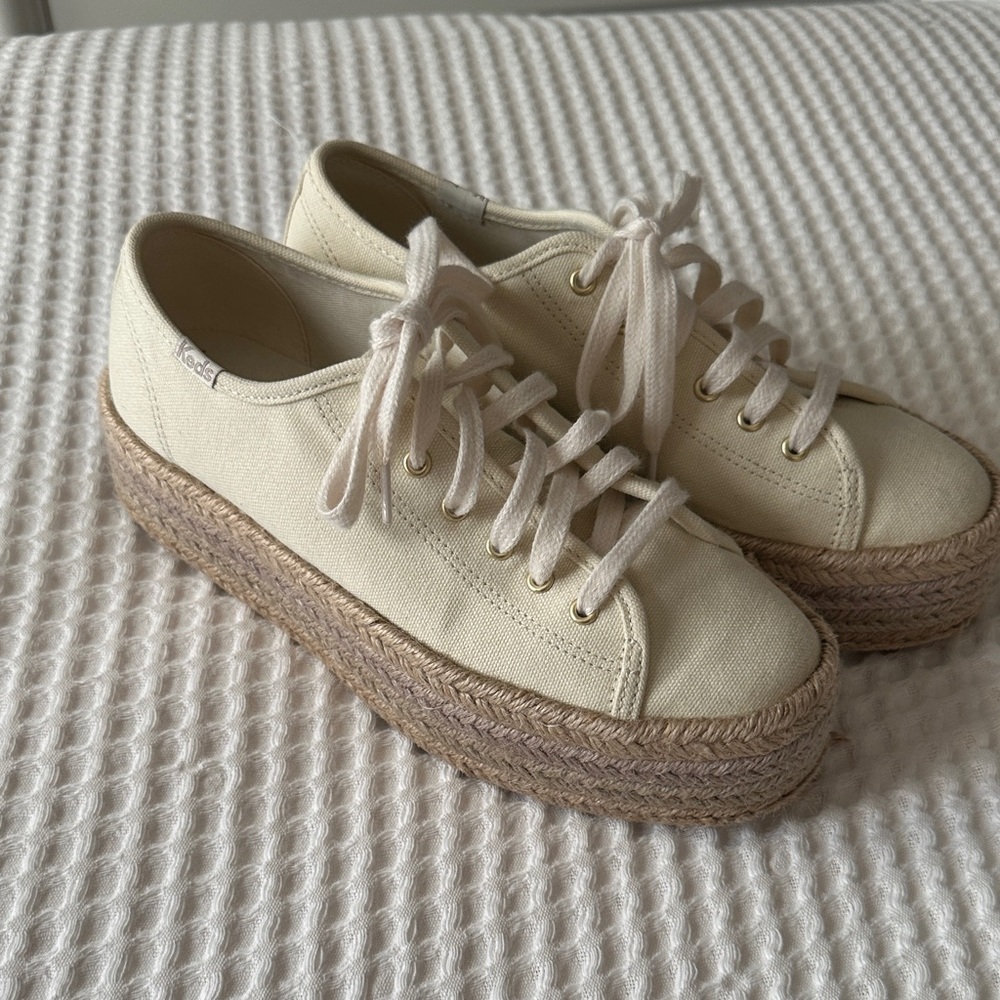 Keds Cream Espadrille Platform Sneakers